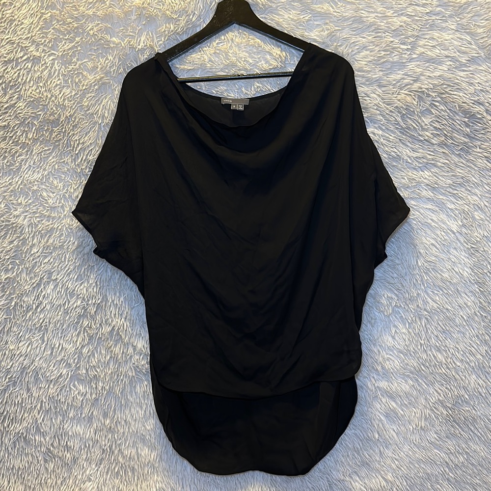 Vince Semi-Sheer Silk Short Sleeve Blouse